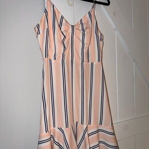 BB Dakota Peach and Navy Strapless Dress